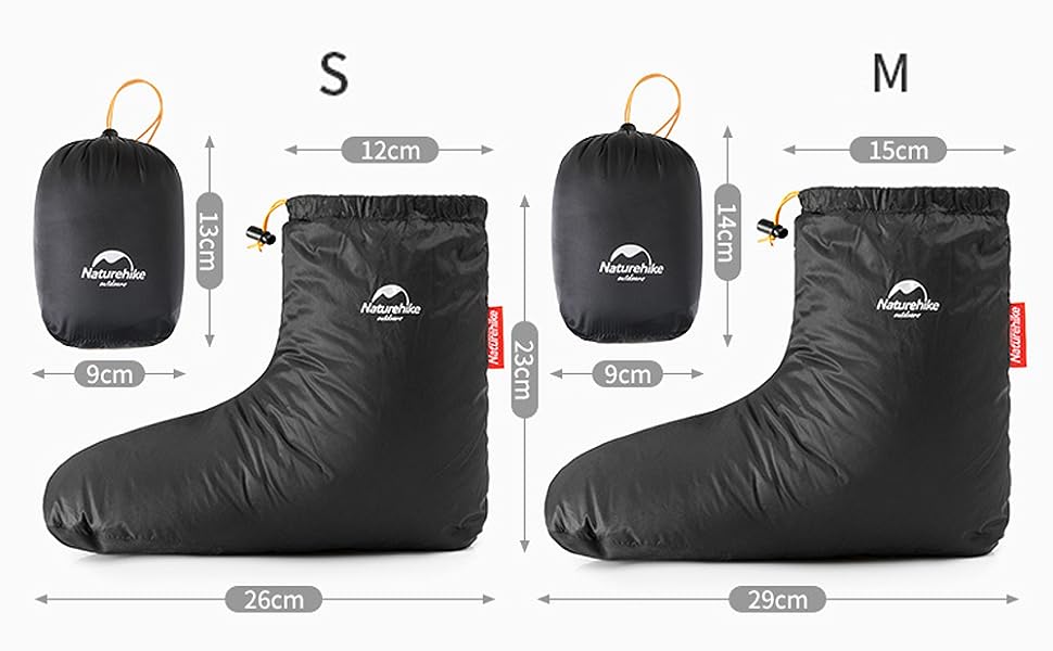 Down tent shoes dimensions