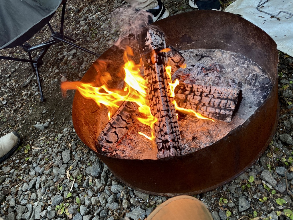 Bonfire stand made of drums