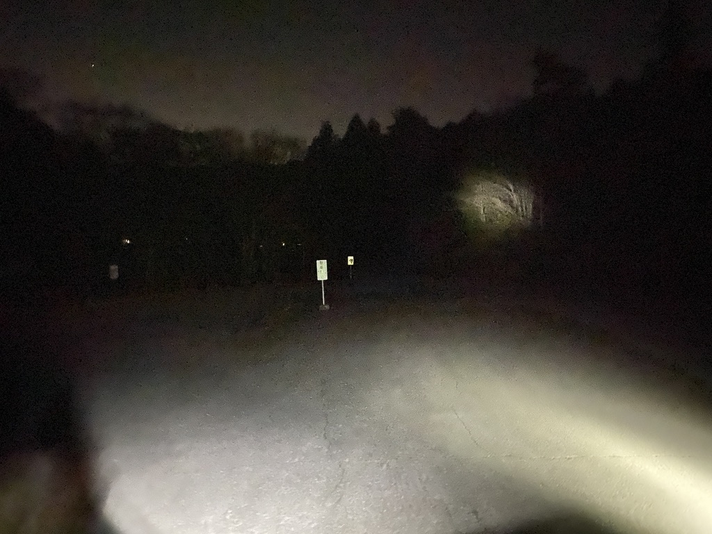 There are no street lights, so it's pitch black on the way