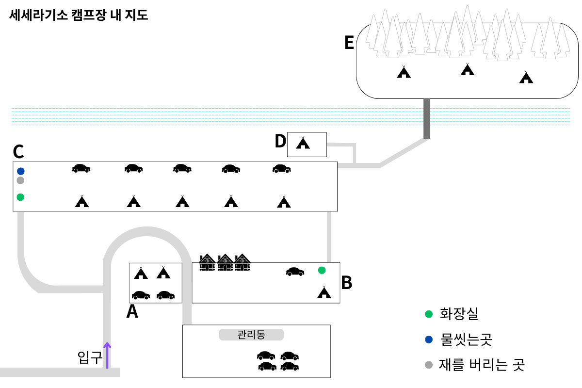 세세라기소 캠프장의 전체도