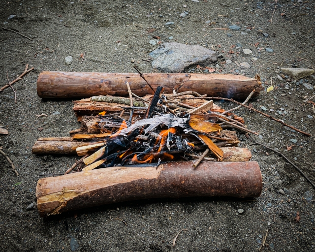 Bonfire with open fire