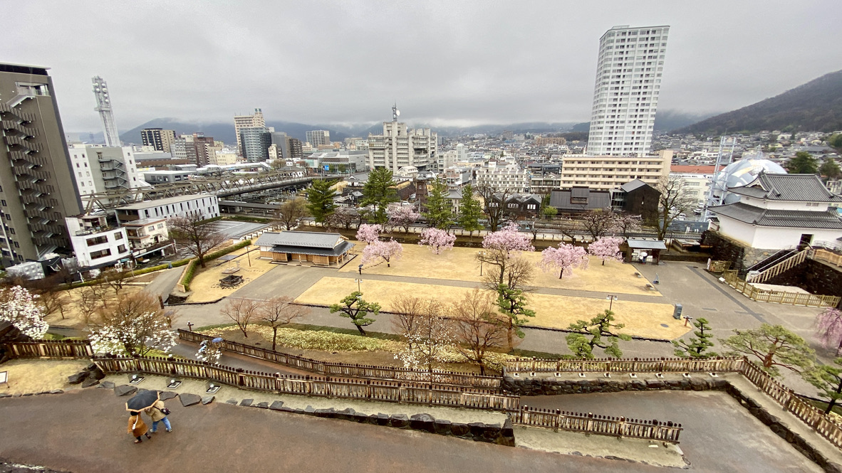 View from the castle tower (north side, towards Kofu Station)