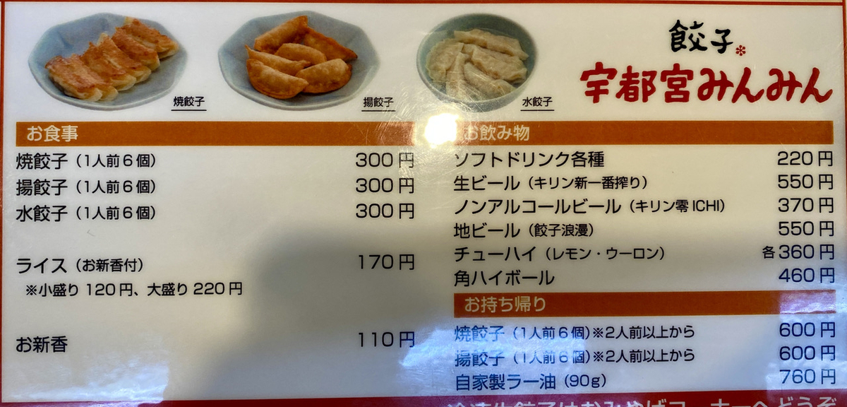 Gyoza Utsunomiya Minmin menu photo