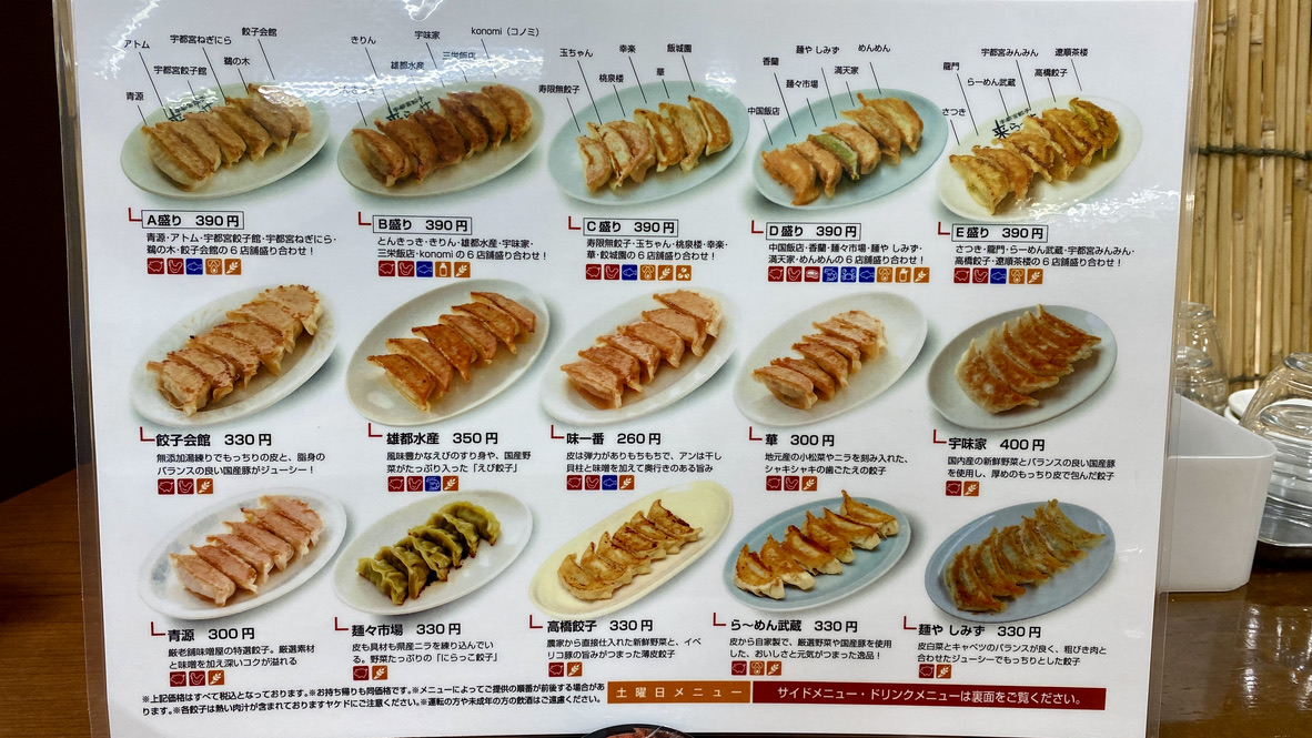 Gyoza menu