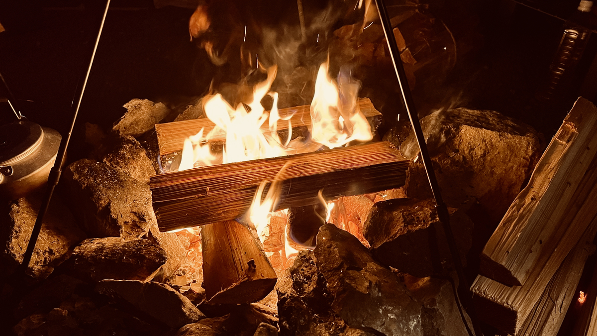 Campfire in a direct fire pit