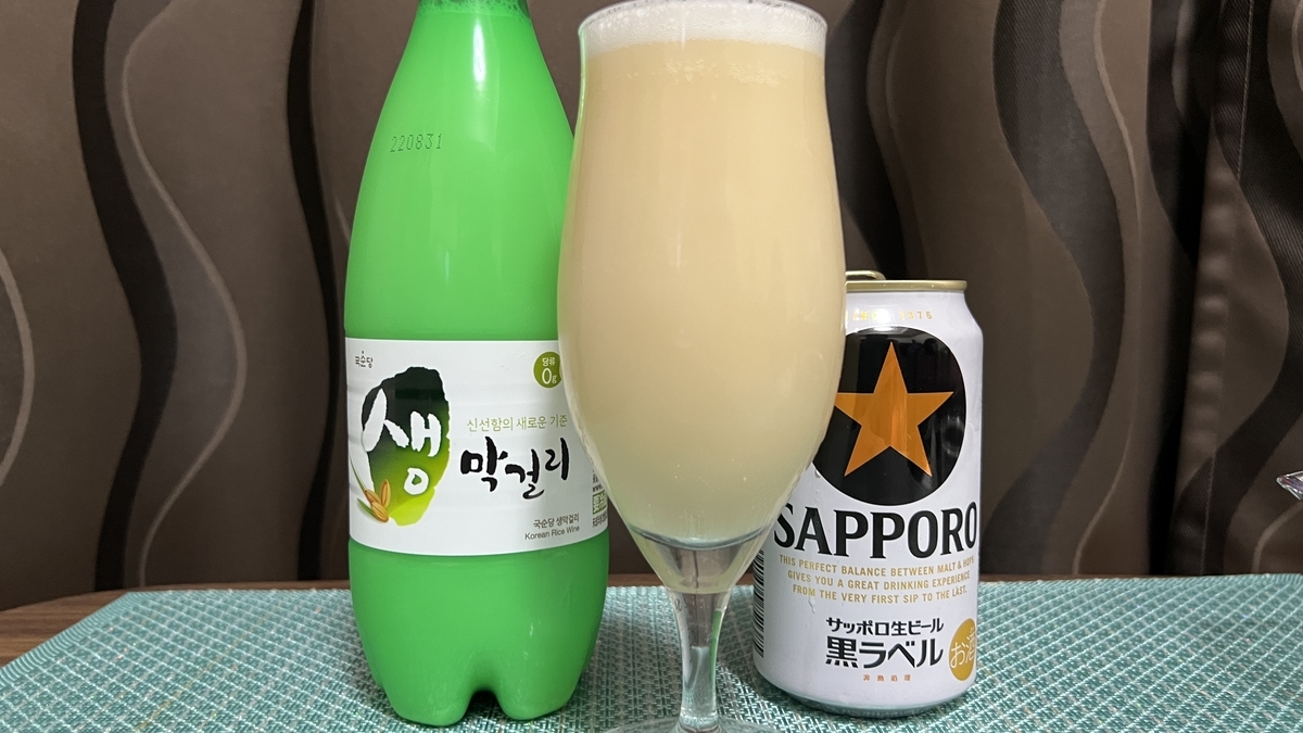 Makgeolli + Sapporo Black Label