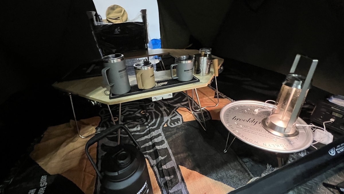 Inside of a tent