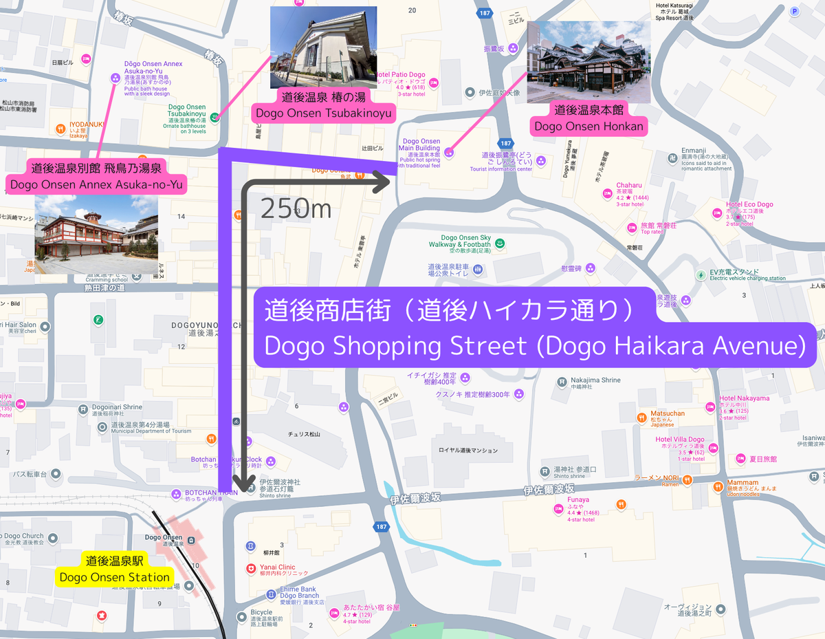 Mapa de la calle comercial de Dogo