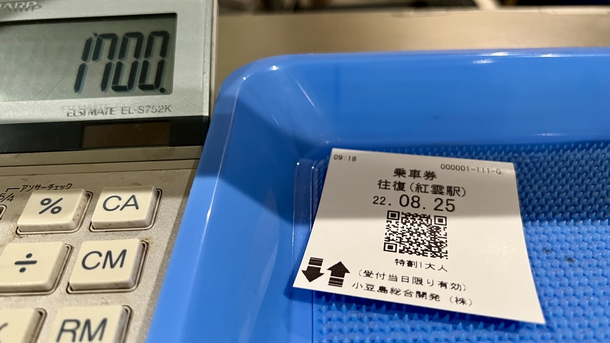 缆车乘车券和显示金额的托盘