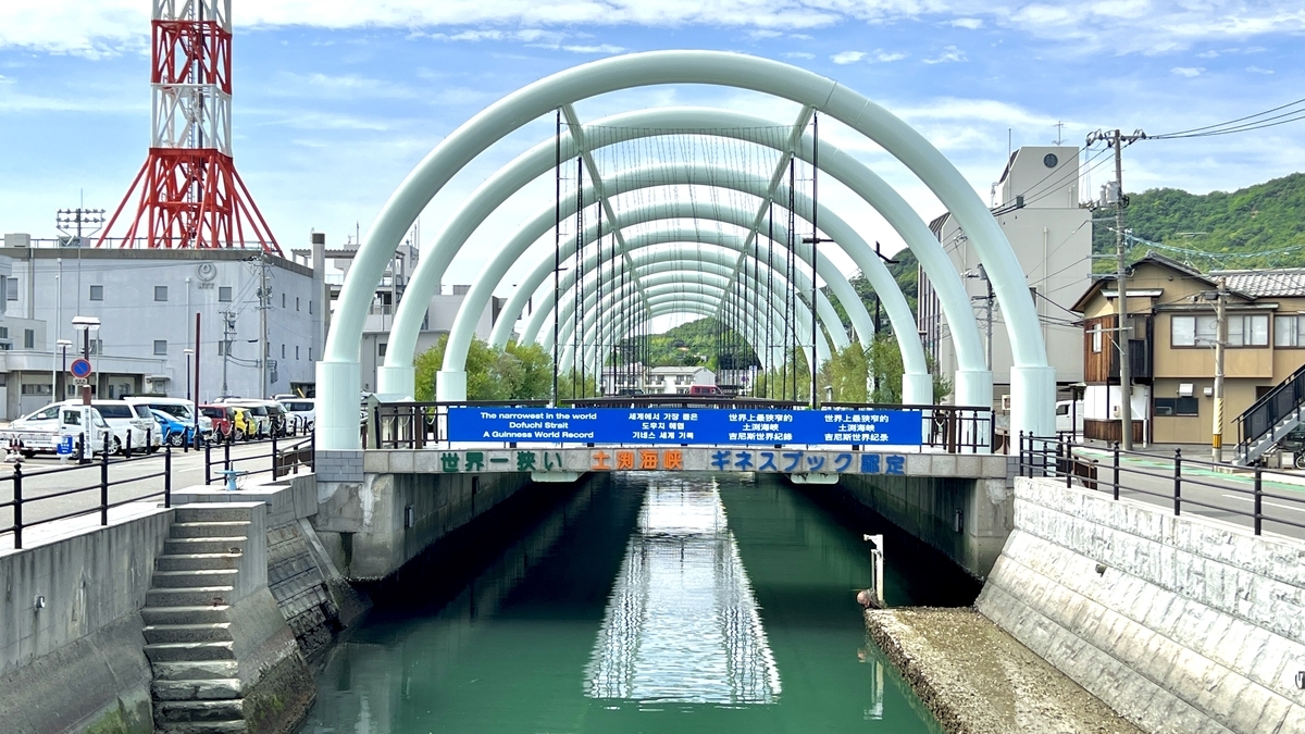 Full view of Dofuchi Strait photographed head-on from Eitaibashi Bridge