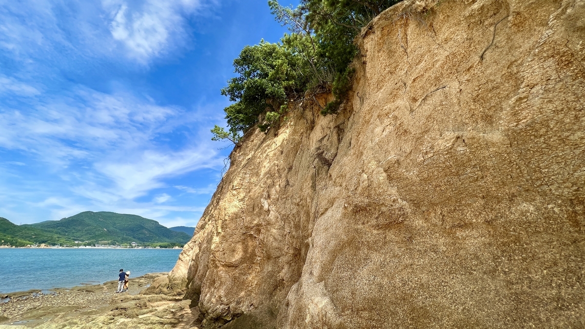 Blue sky and clouds viewed from Nakayojima’s rocky shore
