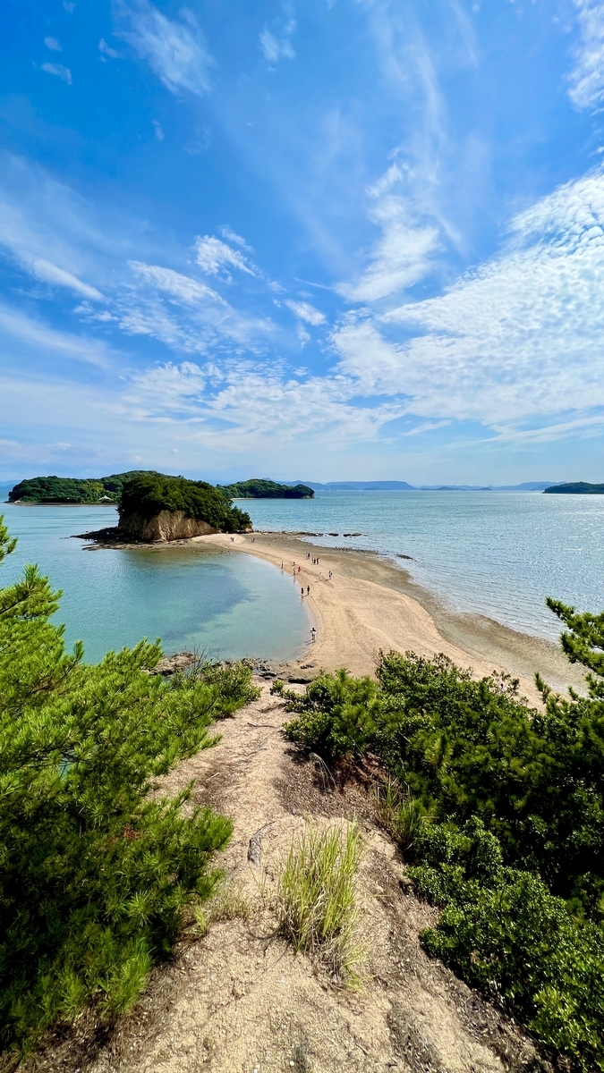 Grand view of Angel Road and the Seto Inland Sea from the Yakusoku-no-Oka lookout