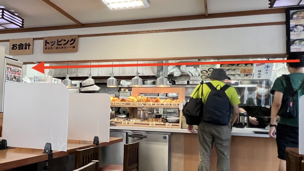 Mostrador de pedidos en Merikenya con sistema de autoservicio donde se entrega el udon directamente