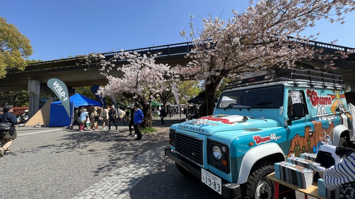 CHUMS car under cherry blossoms