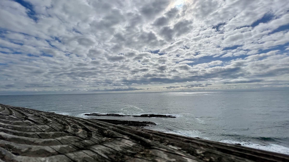 青い海と岩場が続く日南海岸のダイナミックな眺め
