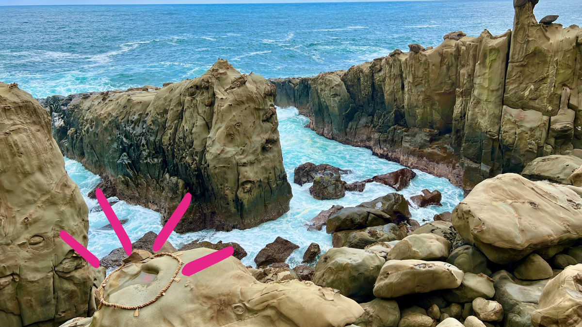 运玉投掷说明文和龟岩周围的岩石区域