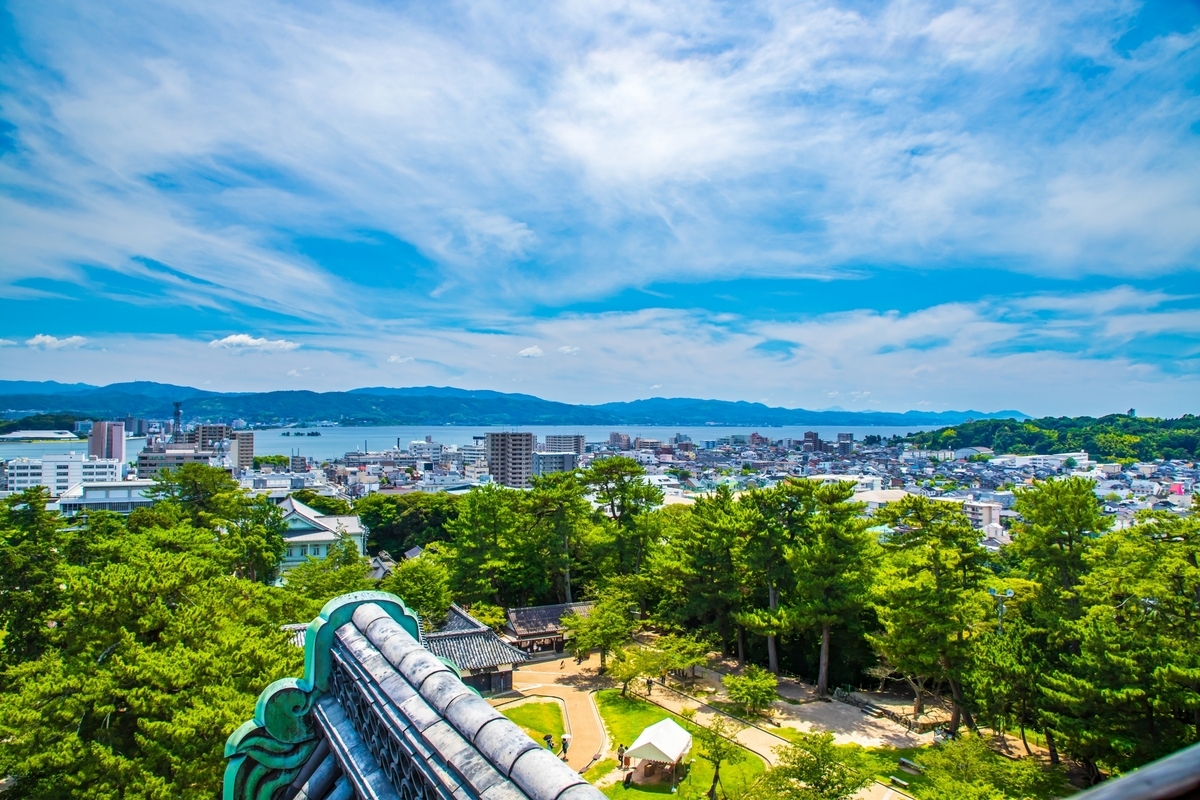 วิวจากหอคอยของปราสาทมัตสึเอะ