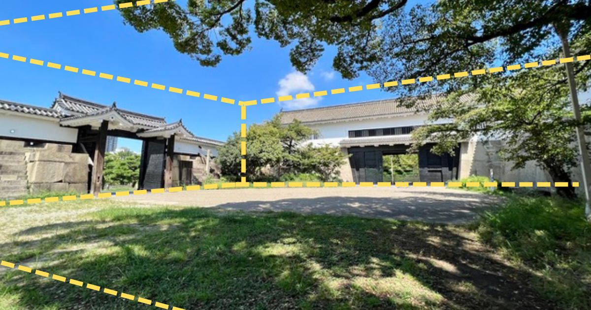 네모나게 둘러싸인 마스가타 공간. 마스 형태와 유사한 정사각형 구조를 알 수 있음