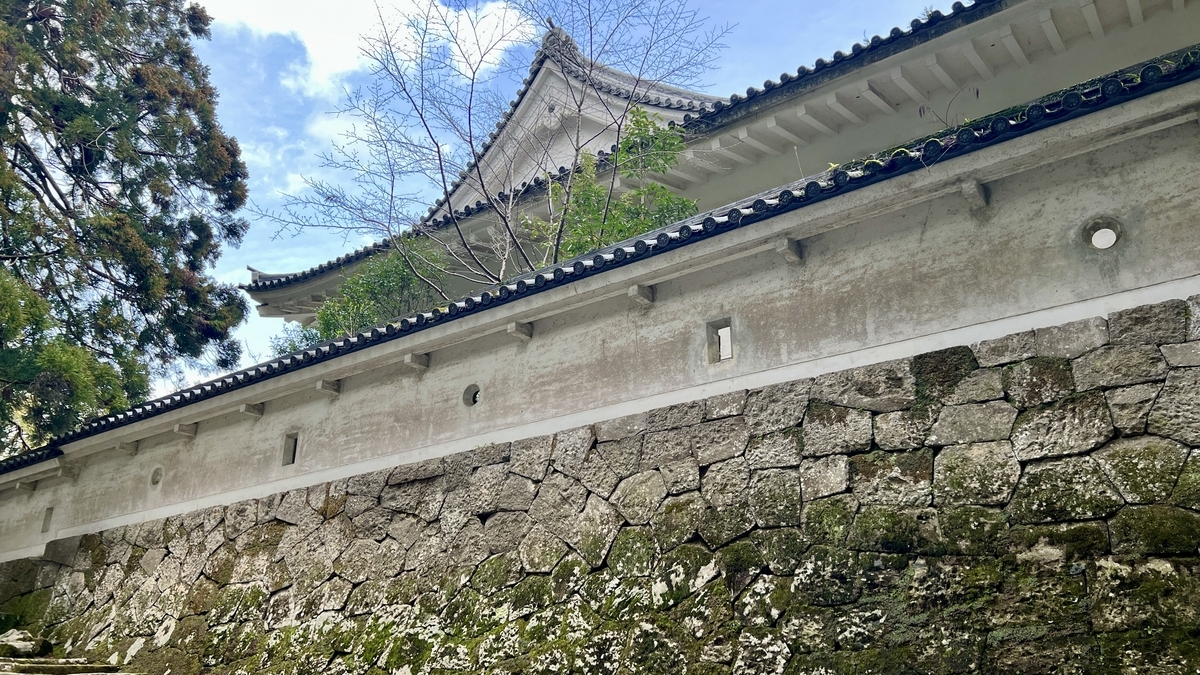 ทางเดินด้านขวาตามกำแพงหินของมาสึกาตะโคกุจิพร้อมต้นซีดาร์