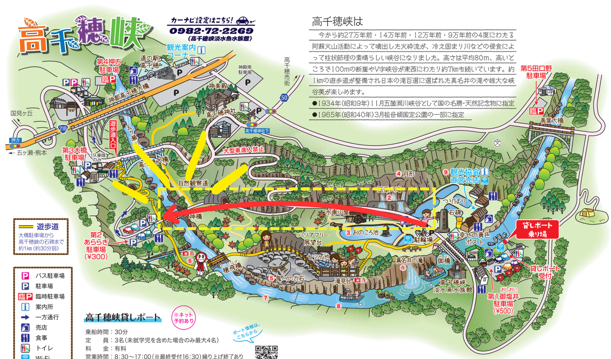 Map showing walking route along the road back to the parking lot
