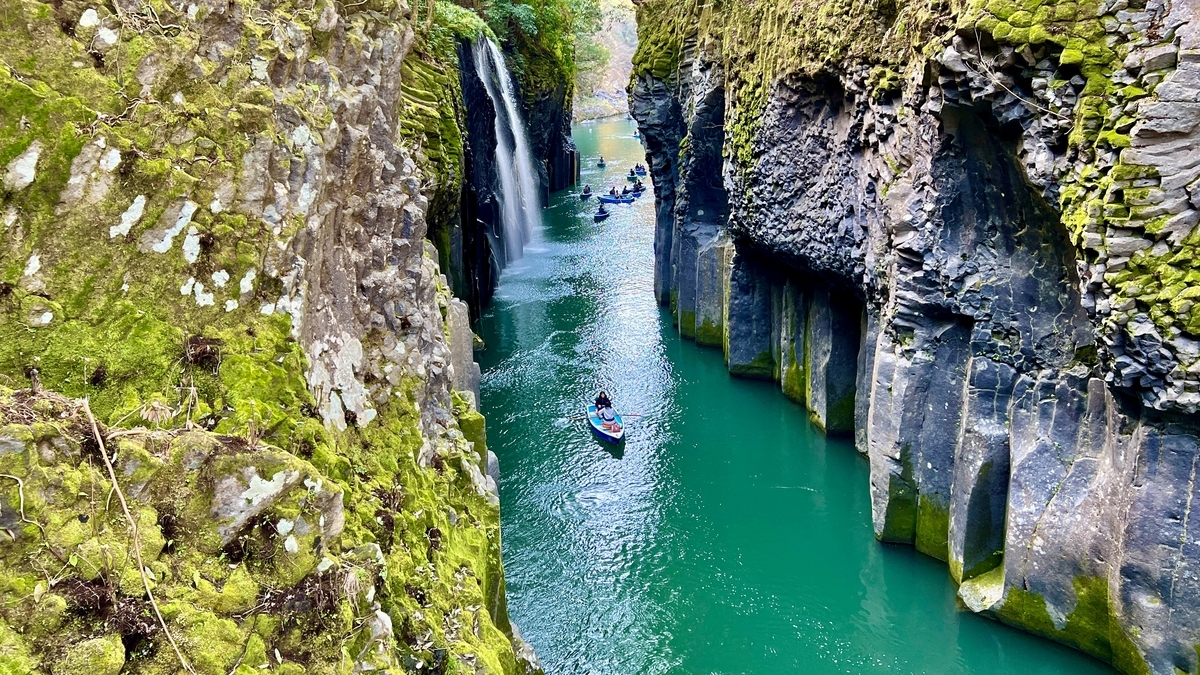 Takachiho Gorge - panoramic view at sunset
