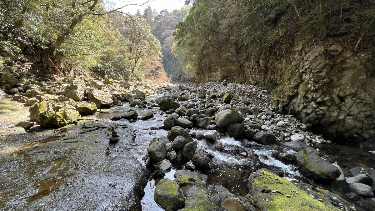 岩户川和周围森林的自然景观