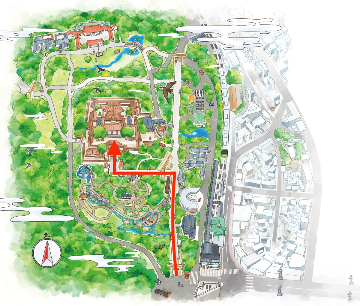 Walking route to the main shrine