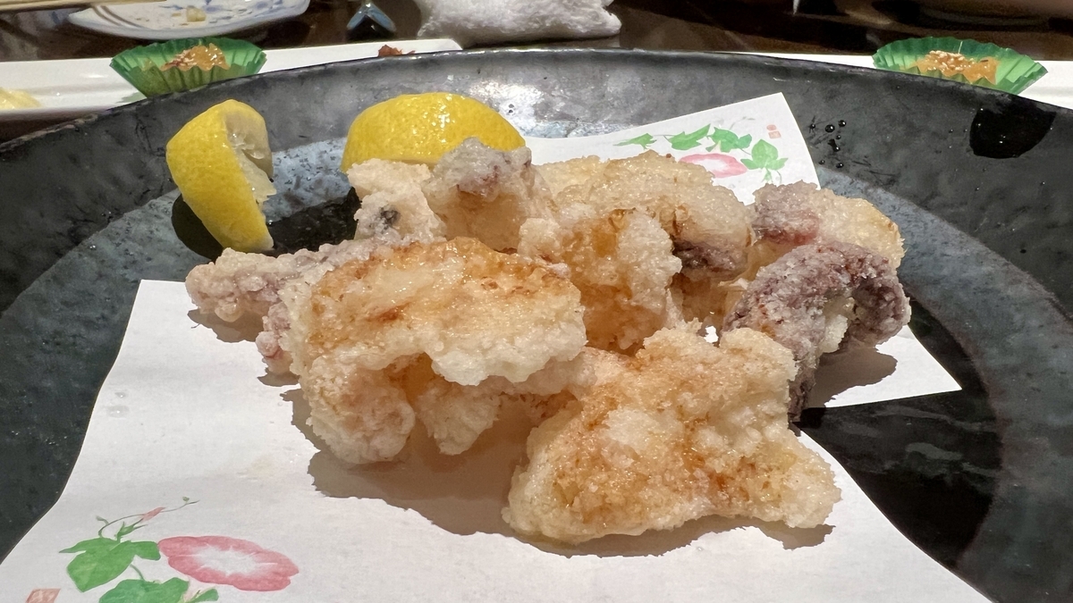Fried raw octopus