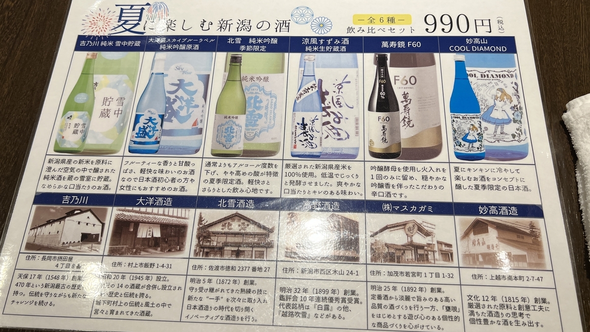 Niigata sake to enjoy in summer