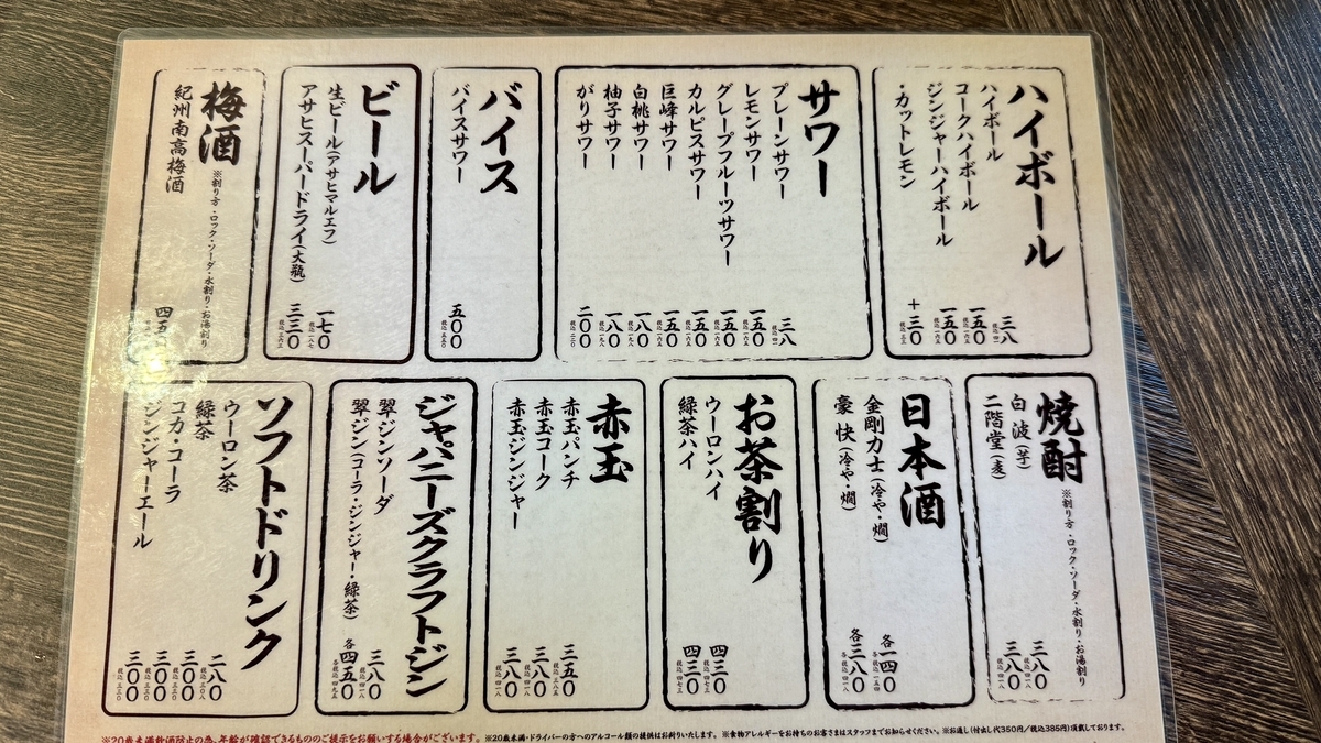 Drink Menu