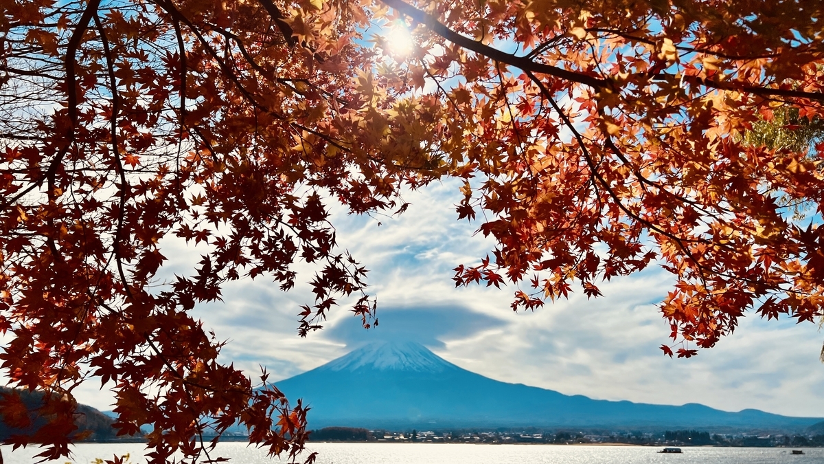 Mount Fuji and autumn foliage