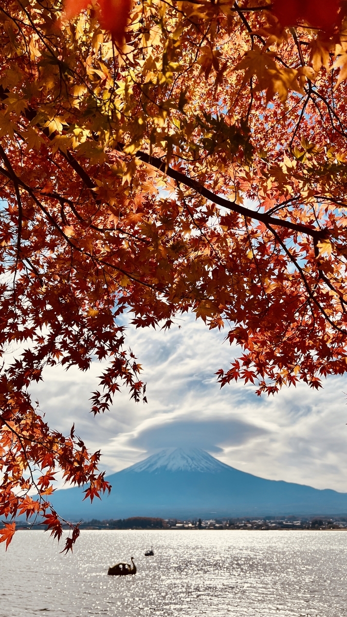 Mount Fuji, Lake Kawaguchiko, and autumn foliage