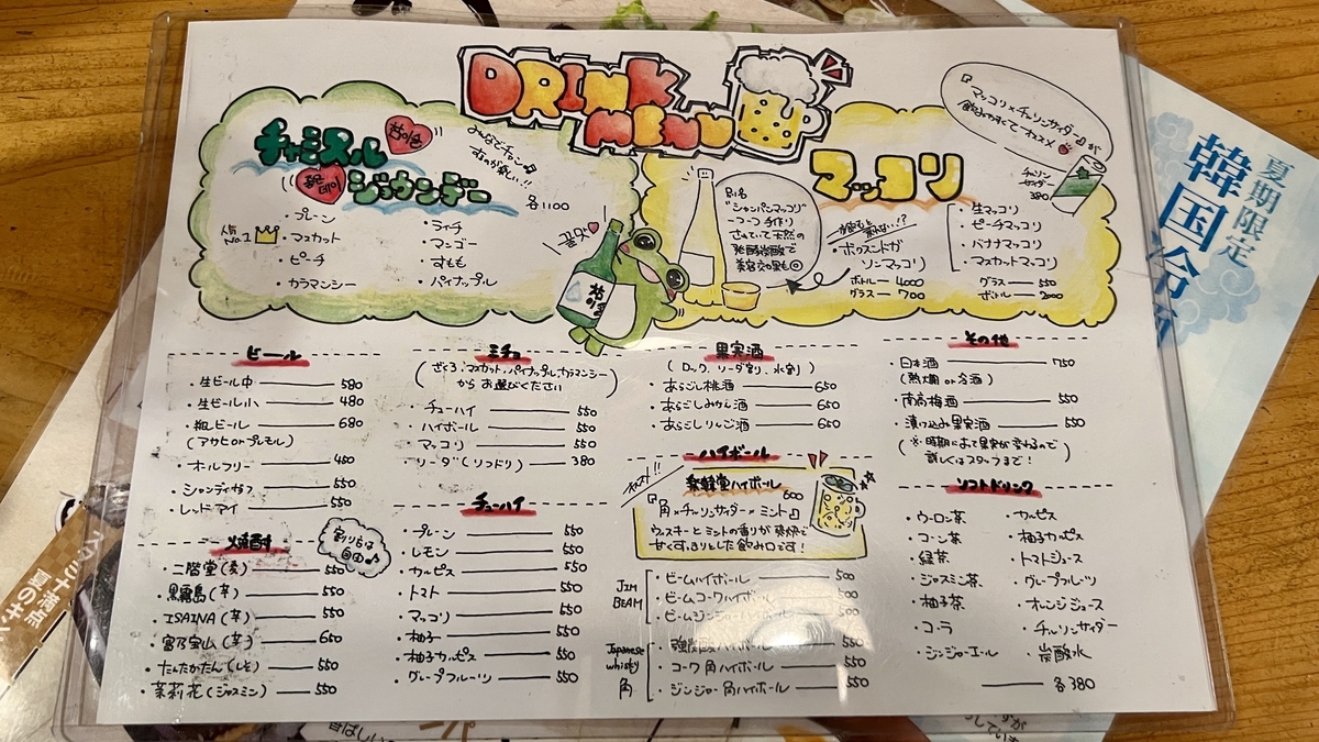 饮品菜单