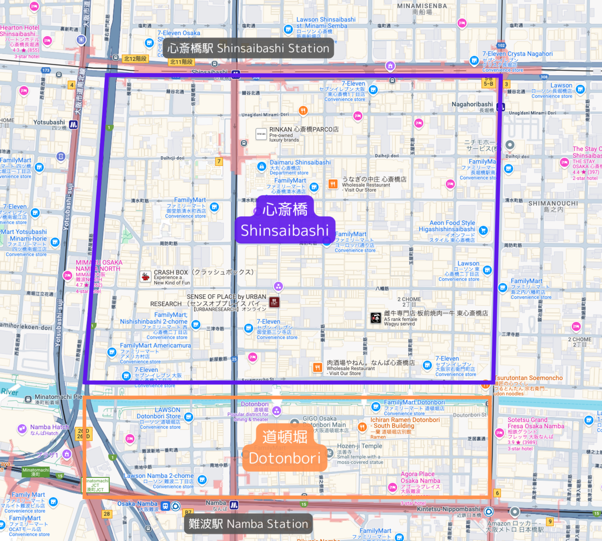Shinsaibashi Map