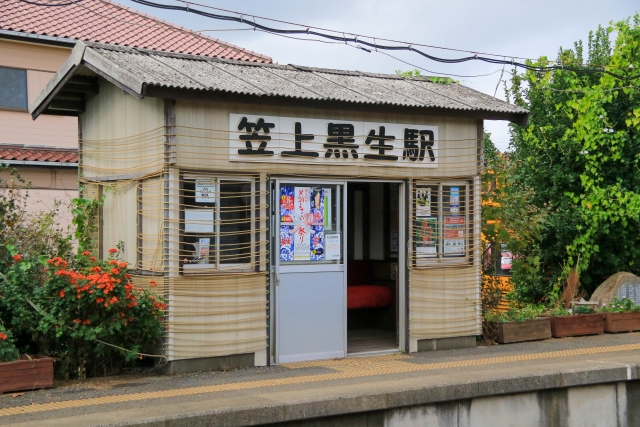 笠上黒生駅待合室
