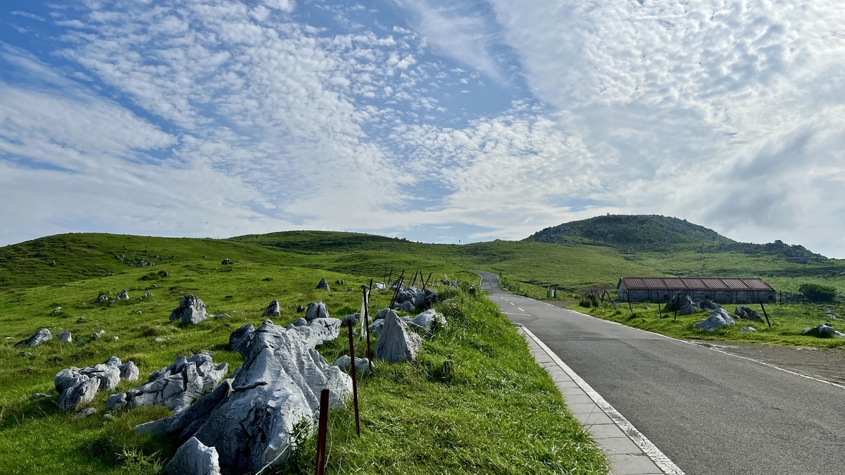 石灰岩與草原展開的四國喀斯特路邊風景