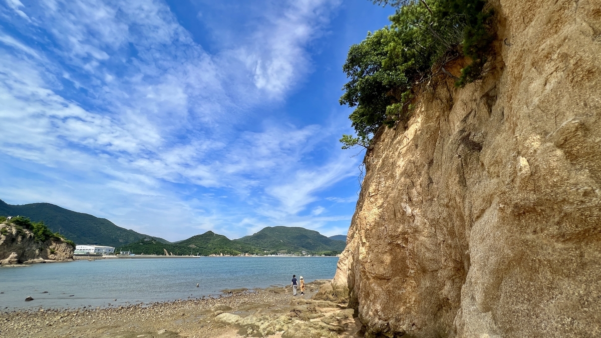 Blue sea and sky of the Seto Inland Sea seen from rocky shores on Nakanoshima