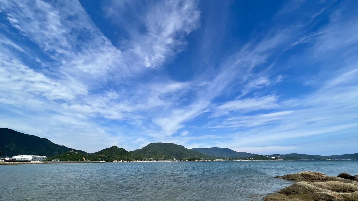 Angel Road and Shodoshima’s coastline viewed from Nakanoshima