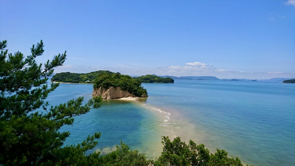 Coastline view with Angel Road and the blue Seto Inland Sea