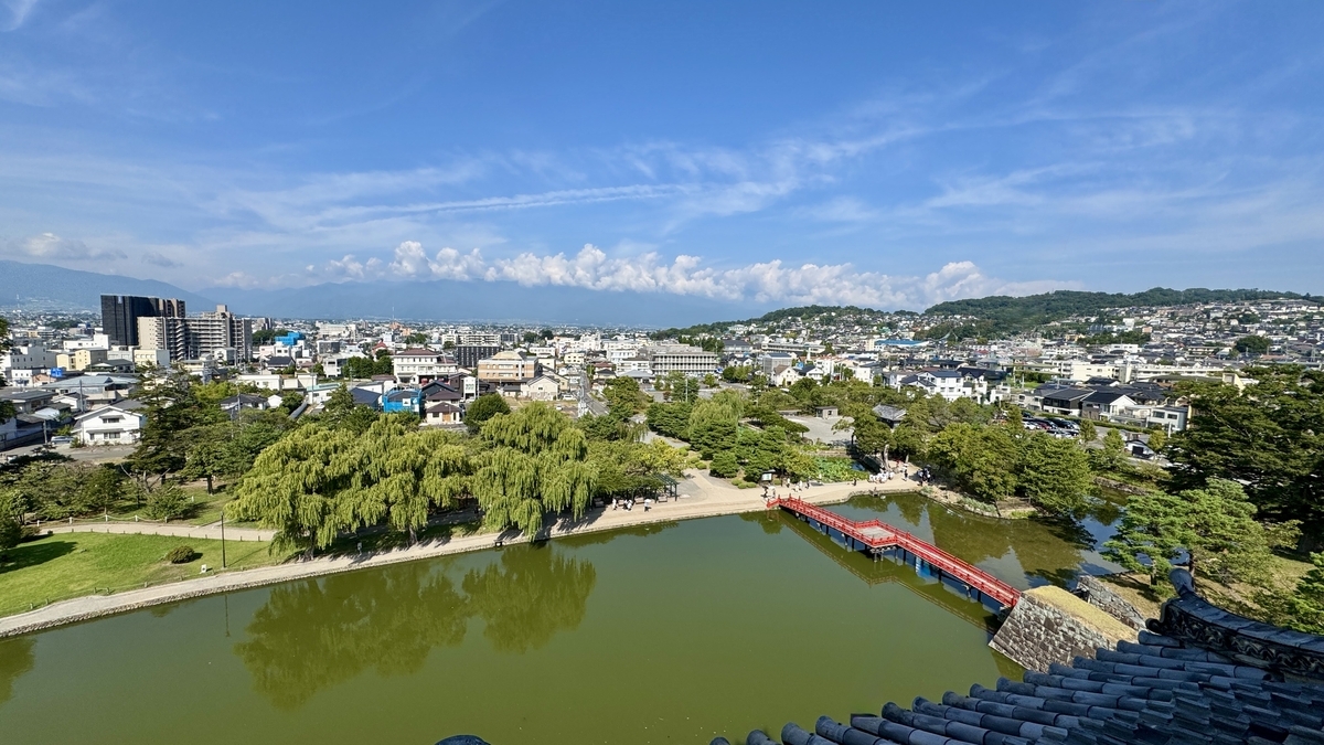 View westward from the sixth floor over the moat