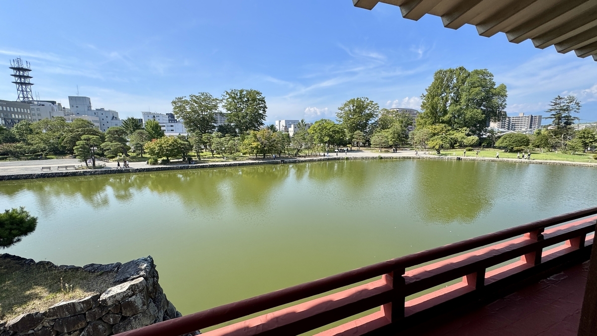 View of moat and city from Moon-Viewing Turret