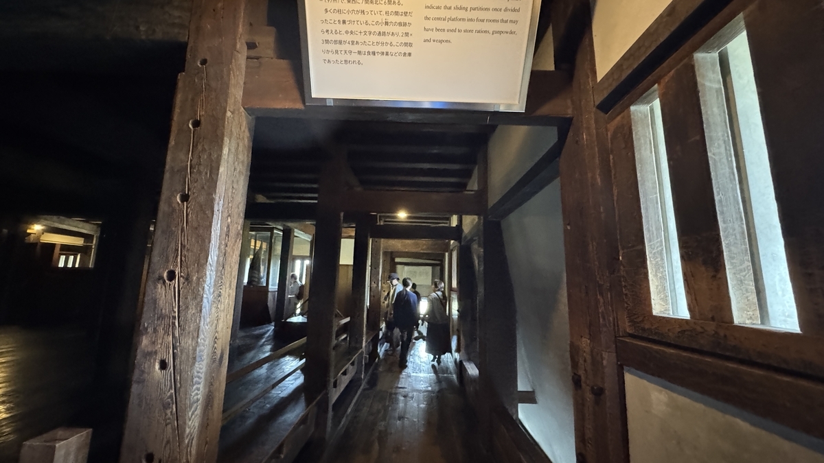 Narrow musha-bashiri passage inside the keep