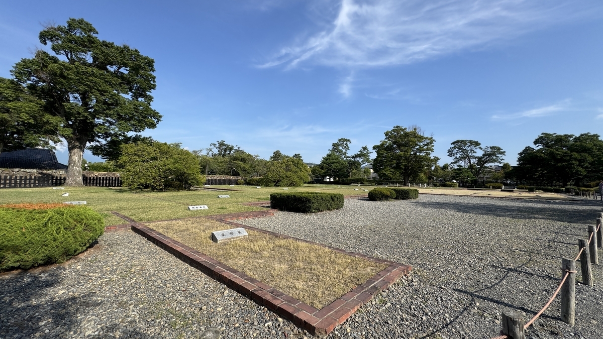 Expansive Ninomaru Palace site with remaining foundation stones