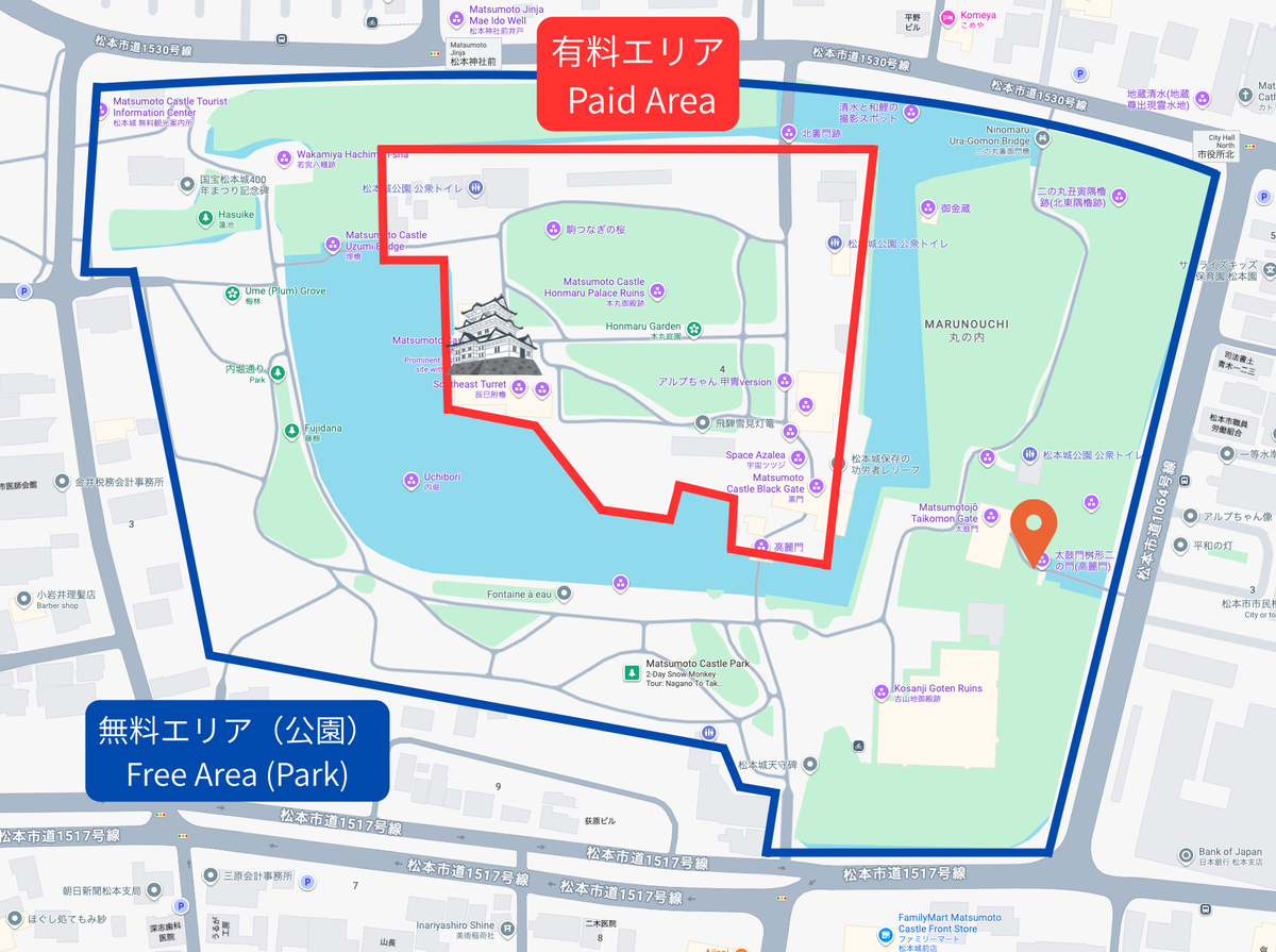 Map showing the Taiko-mon Masugata location