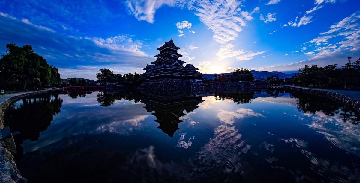 Keep reflected in the moat under dramatic clouds