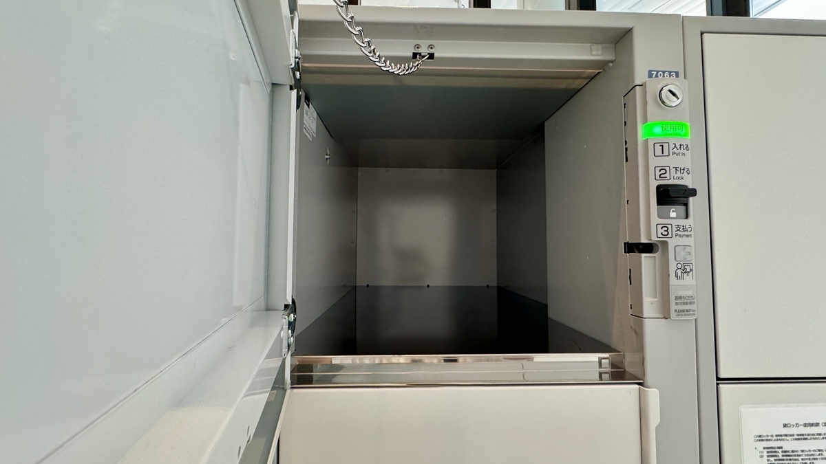 Interior storage space of a small locker