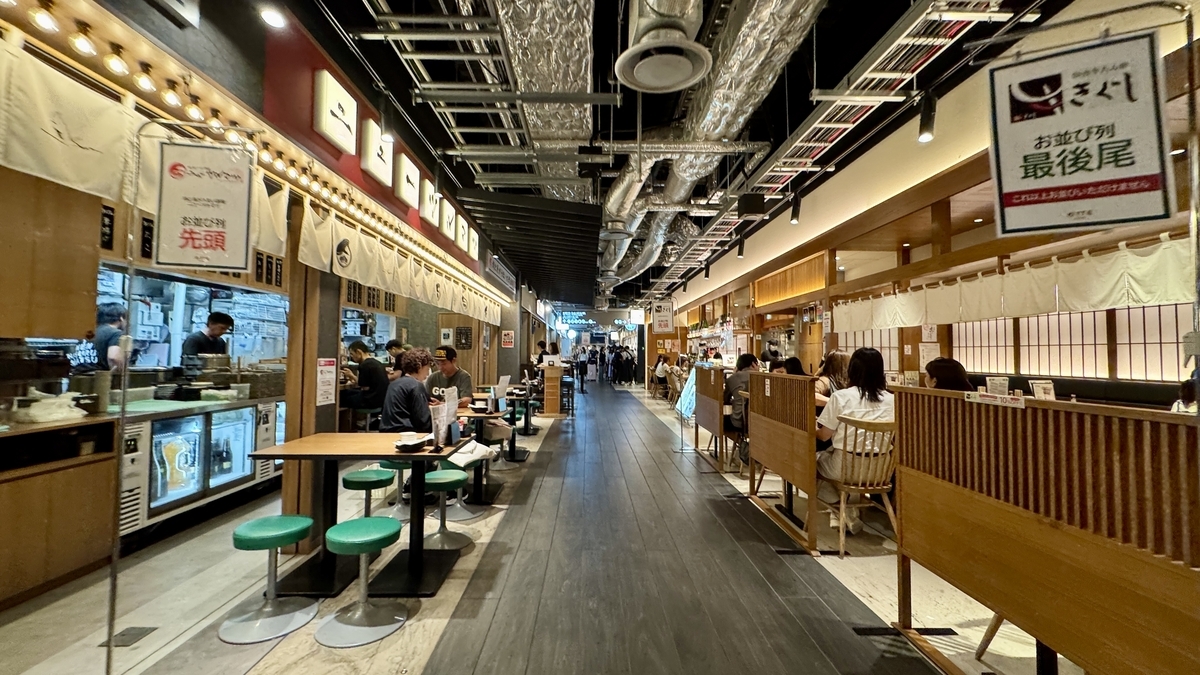 うめよこの通路全体が見渡せる広角アングルの写真