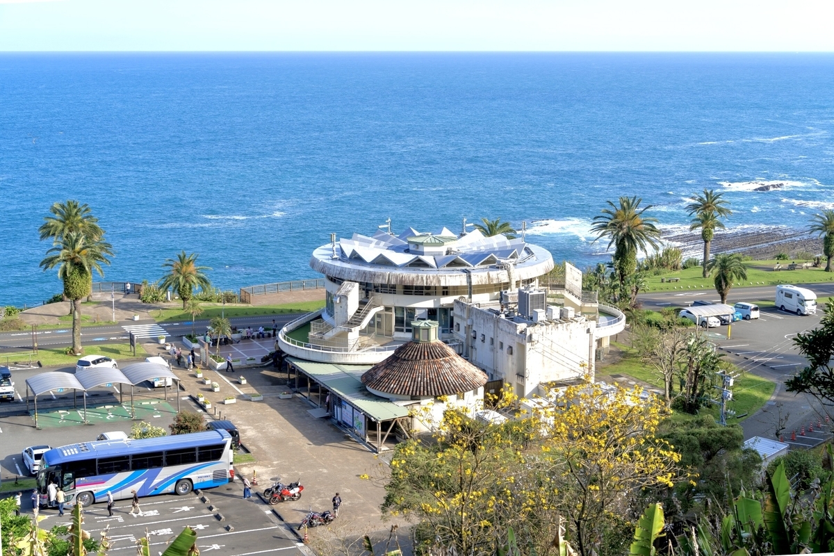 高台から見下ろす道の駅フェニックスと太平洋