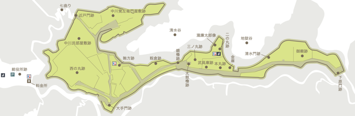 오카성터 전체 지도와 각 구역 위치