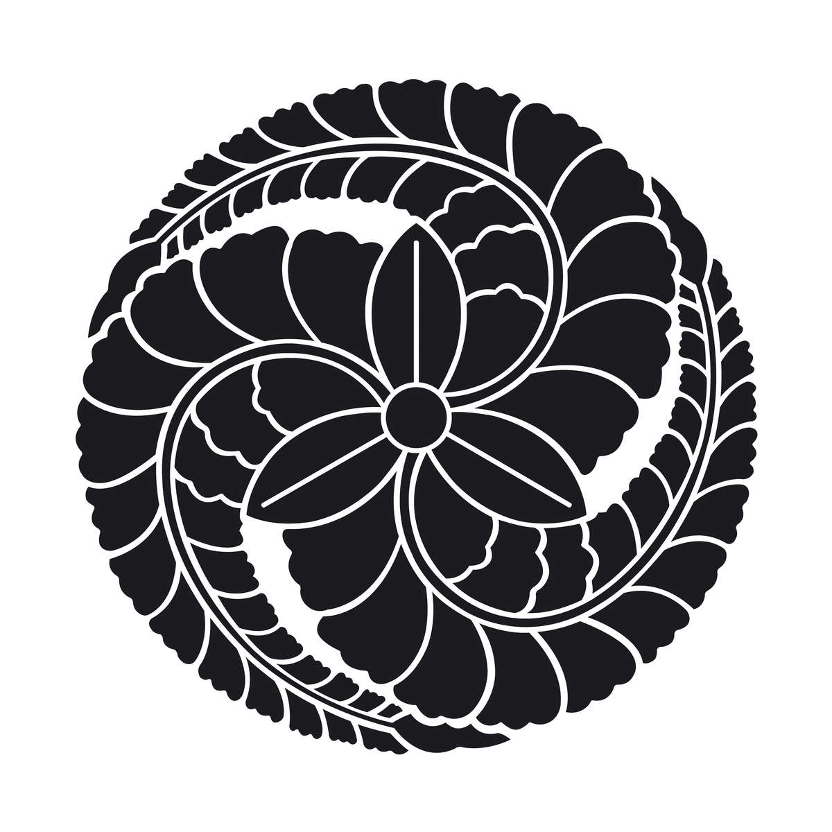 描繪黑田家家紋藤巴的黑色圓形紋樣